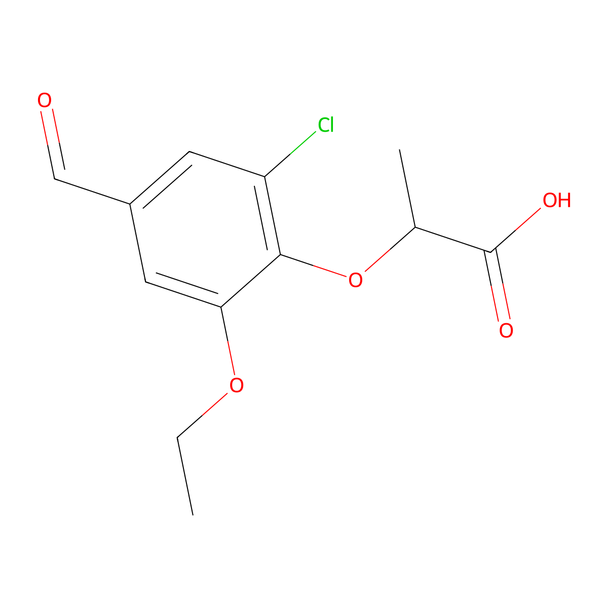 2-(2-Chloro-6-ethoxy-4-formylphenoxy)propanoic acid molecular structure, CAS 590395-60-1