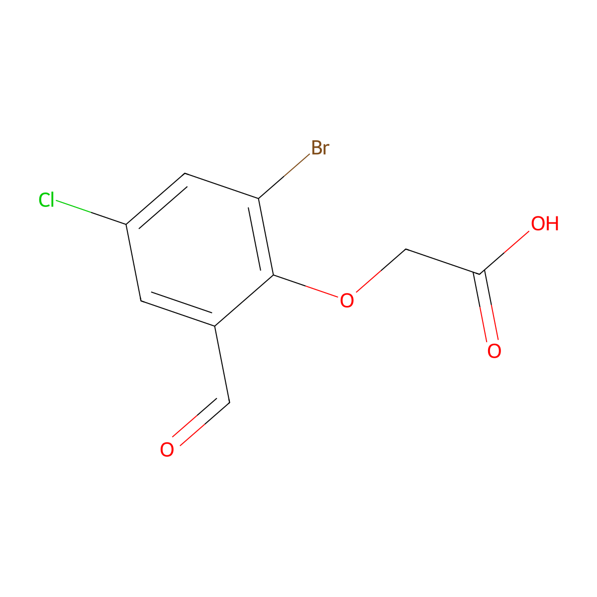 (2-Bromo-4-chloro-6-formylphenoxy)acetic acid molecular structure, CAS 590395-61-2