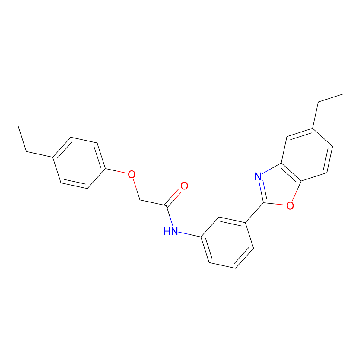 N-[3-(5-ethyl-1,3-benzoxazol-2-yl)phenyl]-2-(4-ethylphenoxy)acetamide molecular structure, CAS 590395-71-4