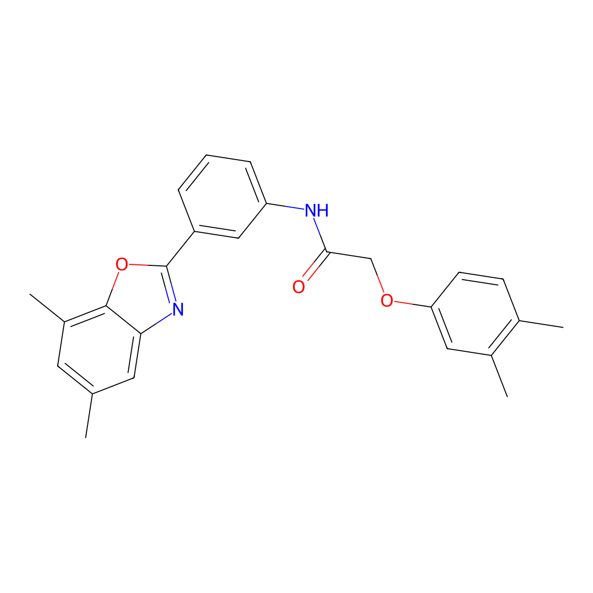 N-[3-(5,7-dimethyl-1,3-benzoxazol-2-yl)phenyl]-2-(3,4-dimethylphenoxy)acetamide molecular structure, CAS 590395-72-5