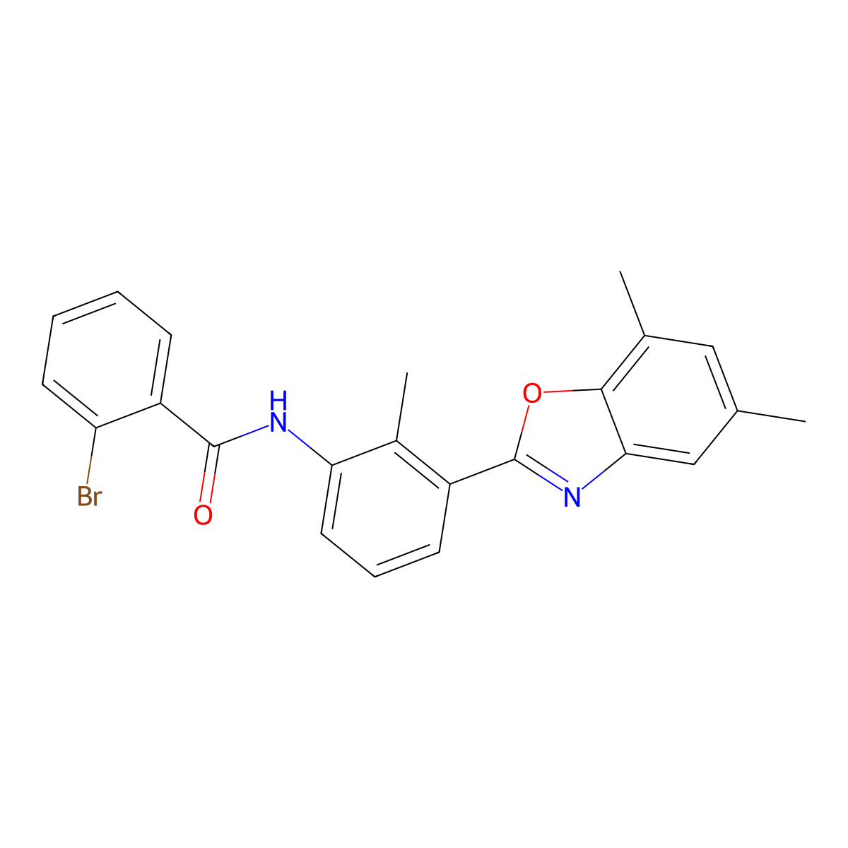 2-bromo-N-[3-(5,7-dimethyl-1,3-benzoxazol-2-yl)-2-methylphenyl]benzamide molecular structure, CAS 590395-78-1