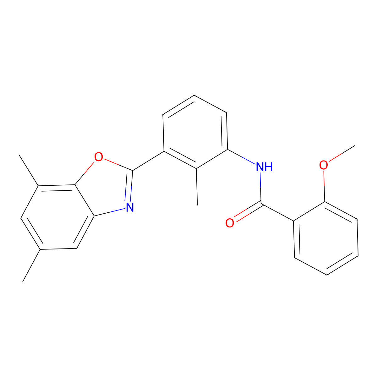 N-[3-(5,7-dimethyl-1,3-benzoxazol-2-yl)-2-methylphenyl]-2-methoxybenzamide molecular structure, CAS 590395-79-2