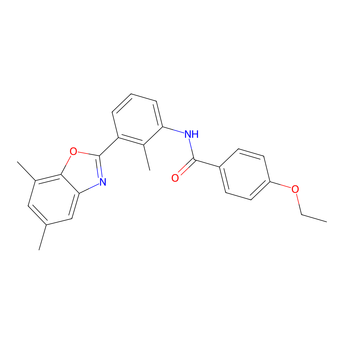 N-[3-(5,7-dimethyl-1,3-benzoxazol-2-yl)-2-methylphenyl]-4-ethoxybenzamide molecular structure, CAS 590395-82-7