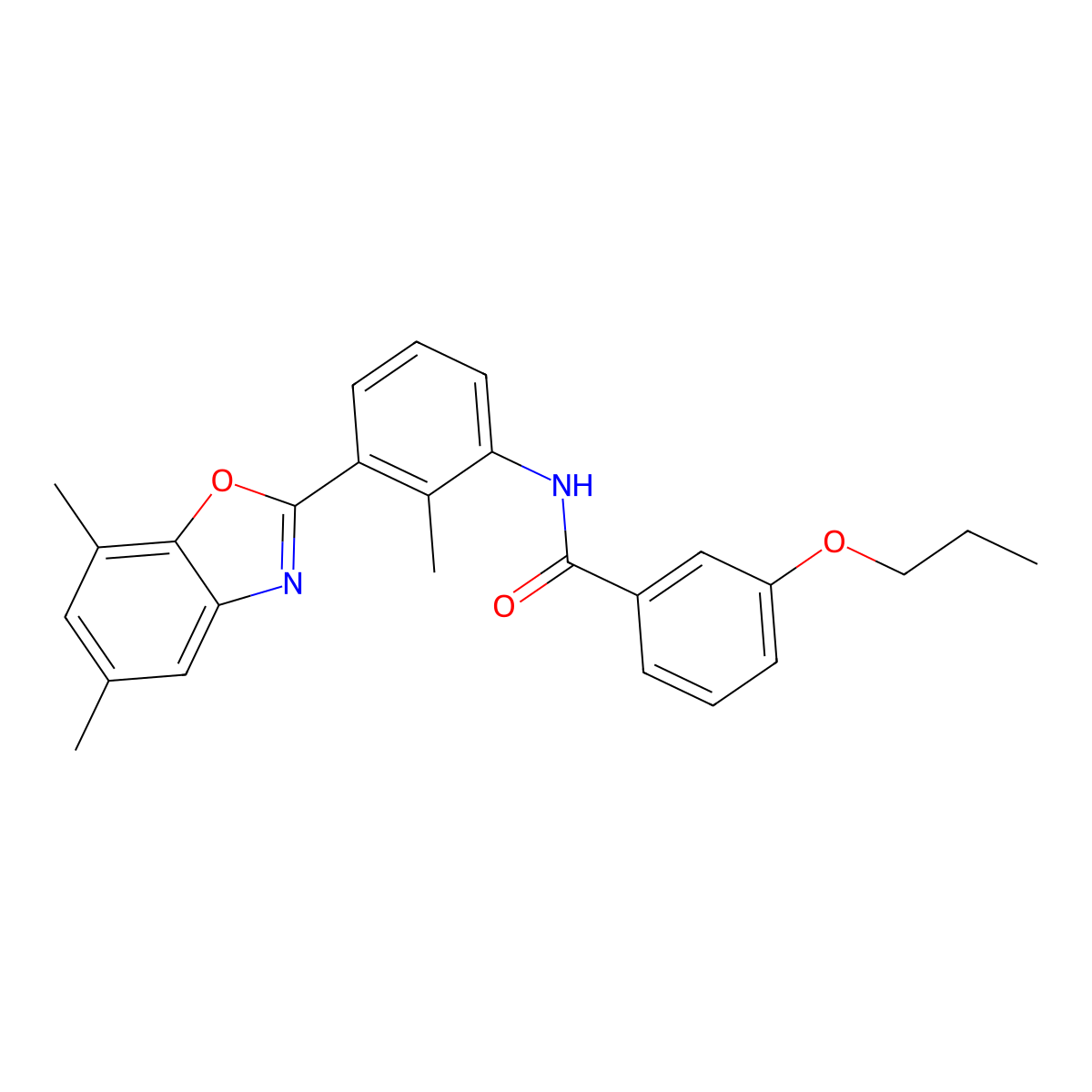 N-[3-(5,7-dimethyl-1,3-benzoxazol-2-yl)-2-methylphenyl]-3-propoxybenzamide molecular structure, CAS 590395-84-9