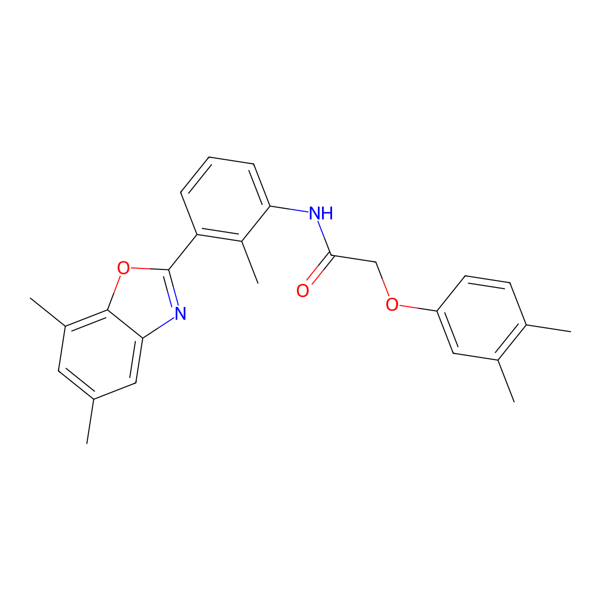 N-[3-(5,7-dimethyl-1,3-benzoxazol-2-yl)-2-methylphenyl]-2-(3,4-dimethylphenoxy)acetamide molecular structure, CAS 590395-92-9
