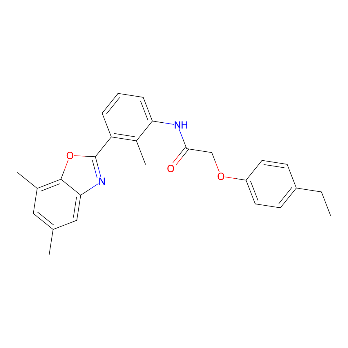 N-[3-(5,7-dimethyl-1,3-benzoxazol-2-yl)-2-methylphenyl]-2-(4-ethylphenoxy)acetamide molecular structure, CAS 590395-94-1