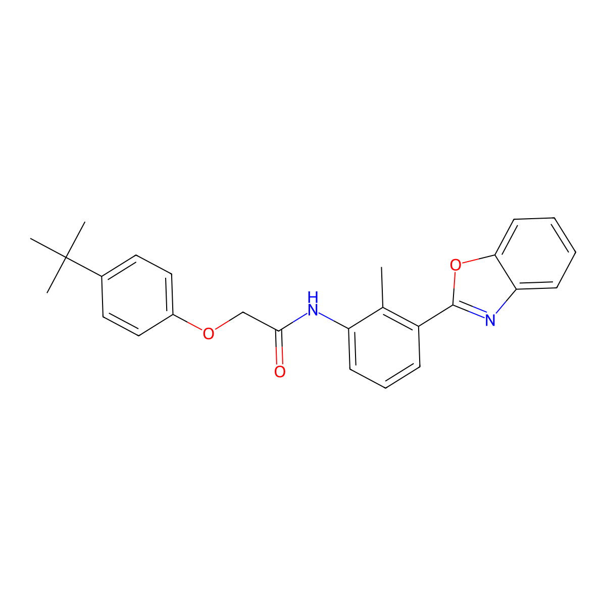 N-[3-(1,3-benzoxazol-2-yl)-2-methylphenyl]-2-(4-tert-butylphenoxy)acetamide molecular structure, CAS 590395-97-4