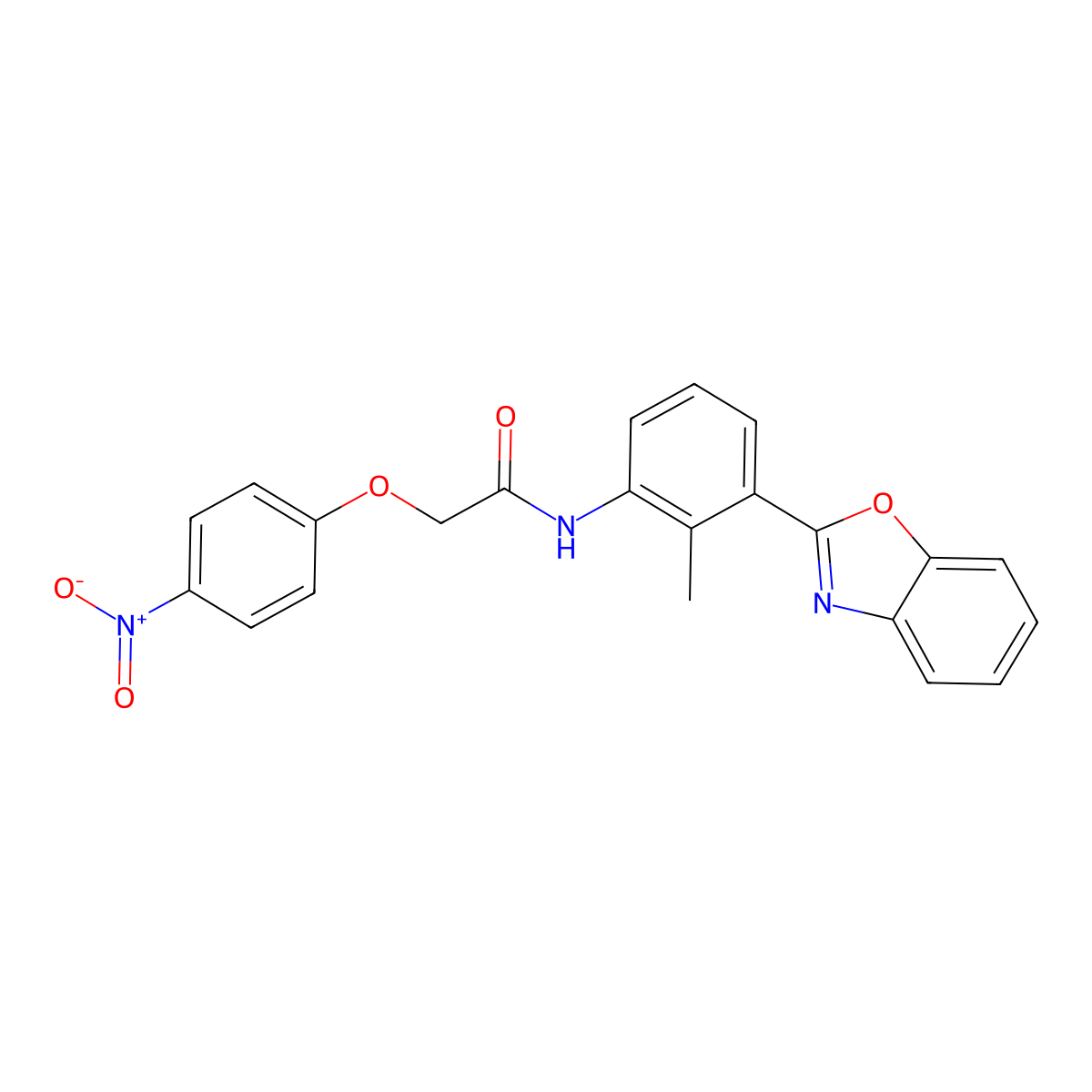 N-[3-(1,3-benzoxazol-2-yl)-2-methylphenyl]-2-(4-nitrophenoxy)acetamide molecular structure, CAS 590395-99-6