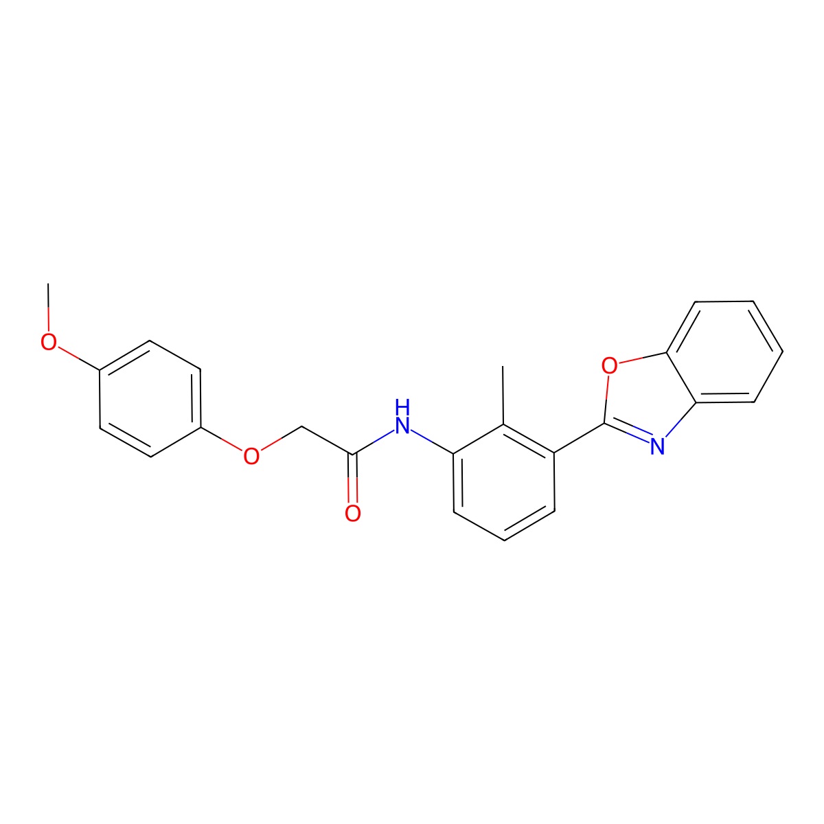 N-[3-(1,3-benzoxazol-2-yl)-2-methylphenyl]-2-(4-methoxyphenoxy)acetamide molecular structure, CAS 590396-01-3