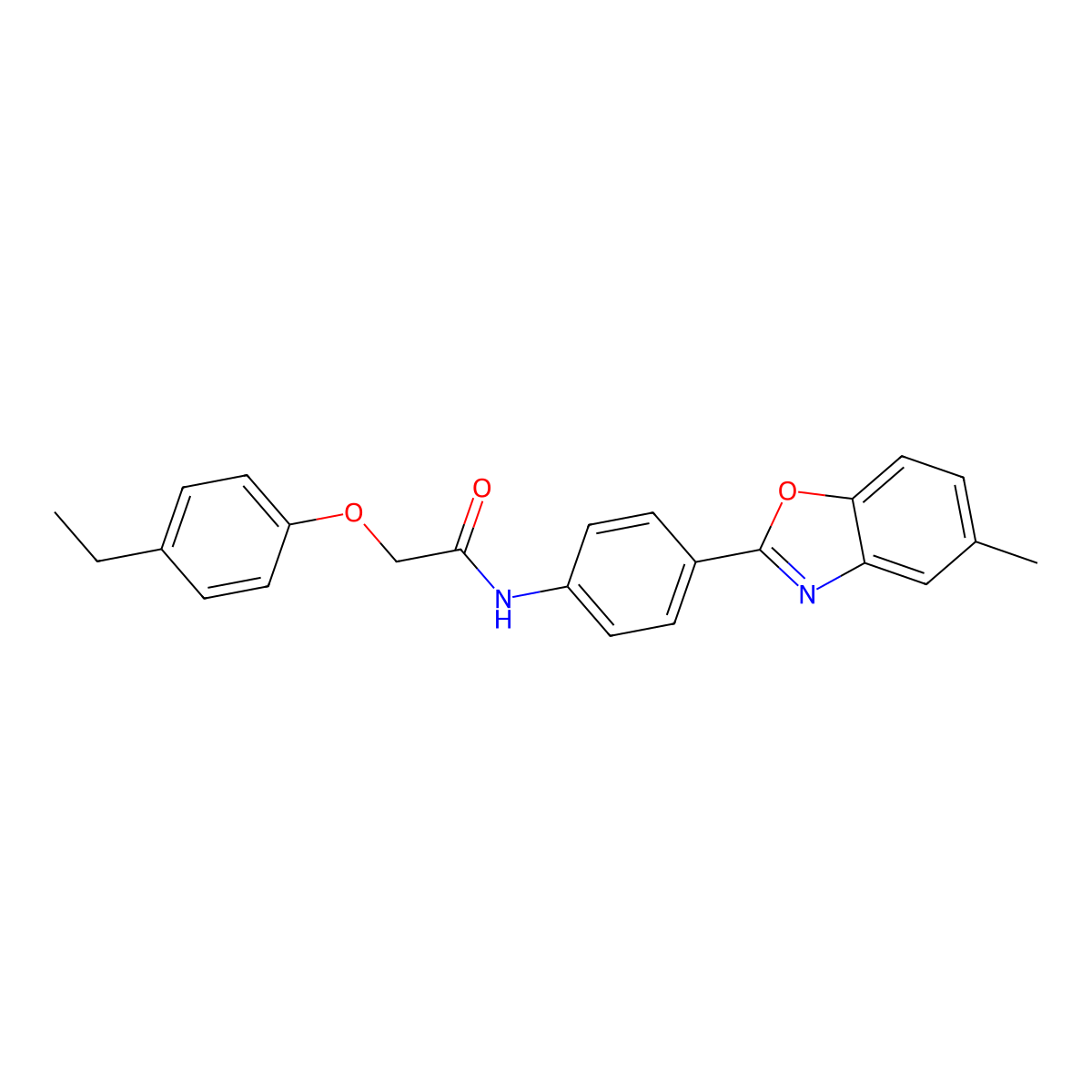 2-(4-ethylphenoxy)-N-[4-(5-methyl-1,3-benzoxazol-2-yl)phenyl]acetamide molecular structure, CAS 590396-09-1