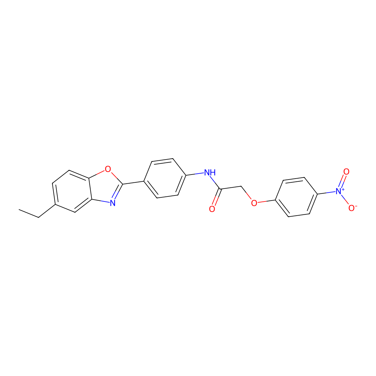 N-[4-(5-ethyl-1,3-benzoxazol-2-yl)phenyl]-2-(4-nitrophenoxy)acetamide molecular structure, CAS 590396-10-4