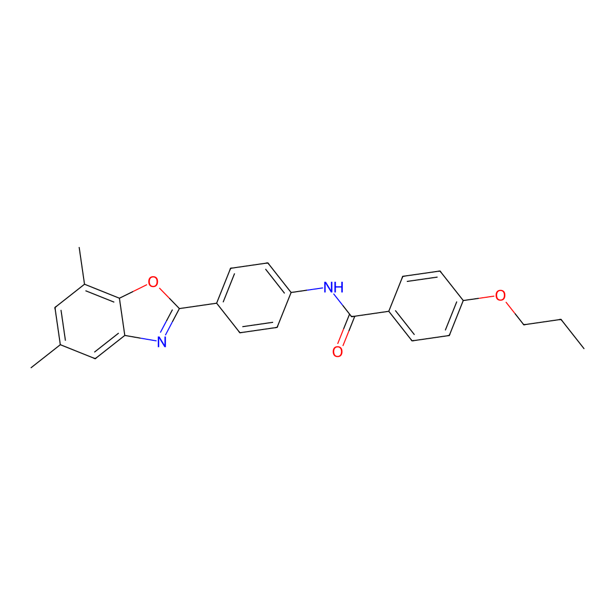 N-[4-(5,7-dimethyl-1,3-benzoxazol-2-yl)phenyl]-4-propoxybenzamide molecular structure, CAS 590396-11-5