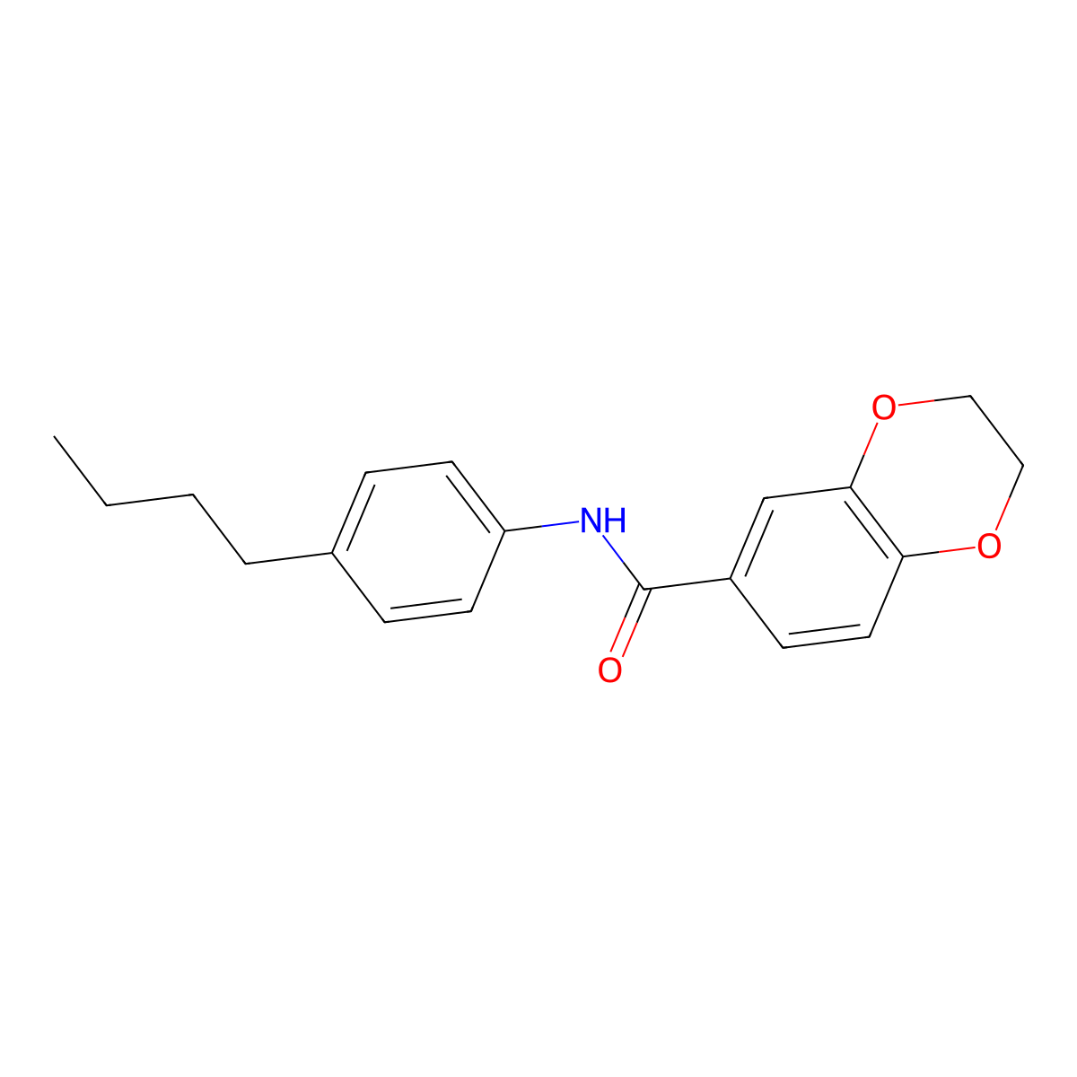 N-(4-butylphenyl)-2,3-dihydro-1,4-benzodioxine-6-carboxamide molecular structure, CAS 590396-17-1