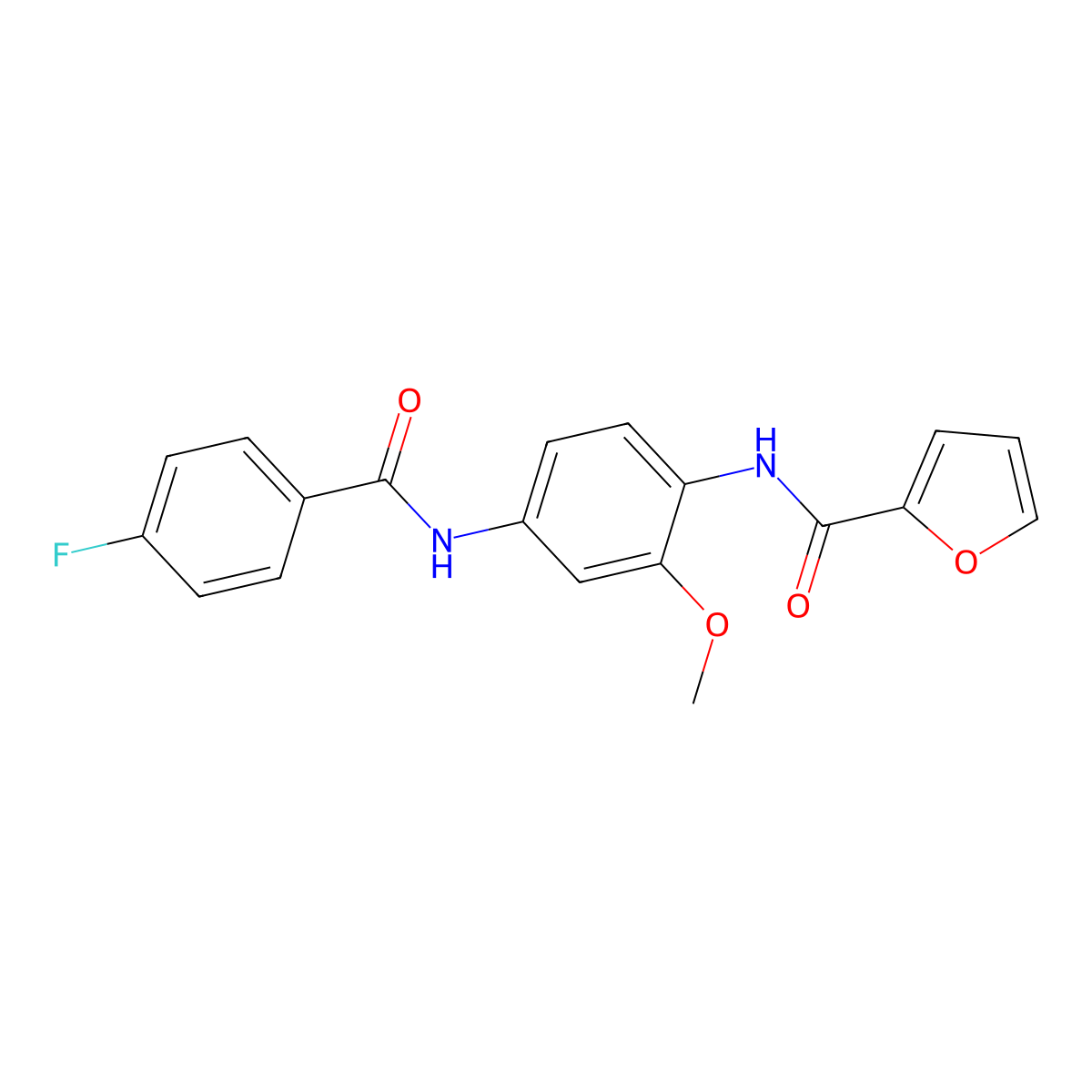 N-[4-[(4-fluorobenzoyl)amino]-2-methoxyphenyl]furan-2-carboxamide molecular structure, CAS 590396-26-2