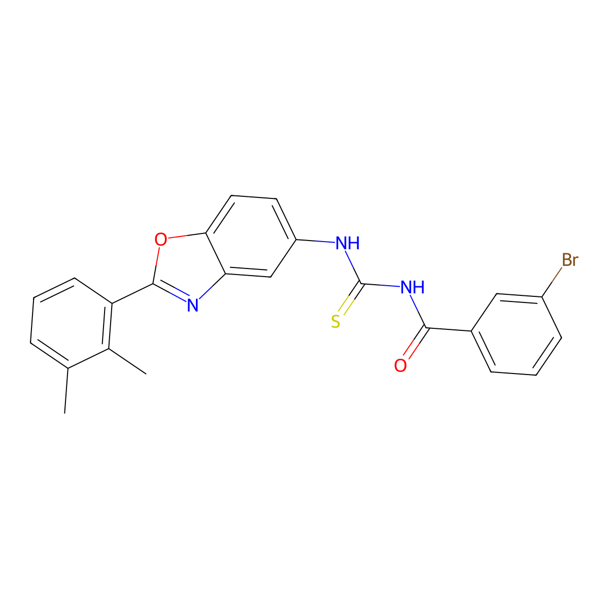 3-bromo-N-{[2-(2,3-dimethylphenyl)-1,3-benzoxazol-5-yl]carbamothioyl}benzamide molecular structure, CAS 590396-52-4