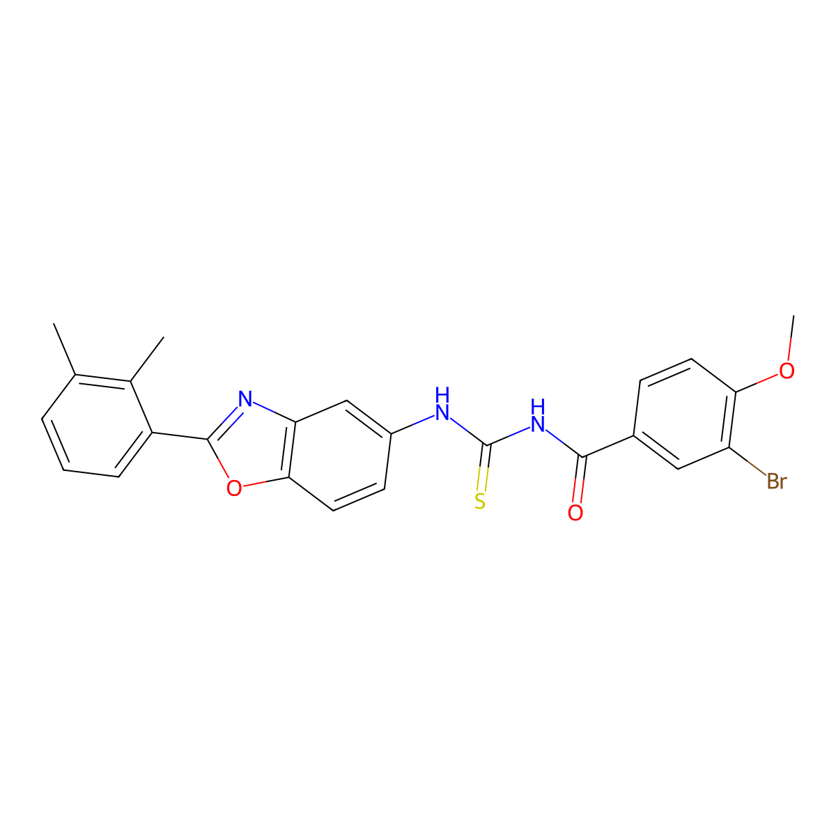 3-bromo-N-{[2-(2,3-dimethylphenyl)-1,3-benzoxazol-5-yl]carbamothioyl}-4-methoxybenzamide molecular structure, CAS 590396-61-5