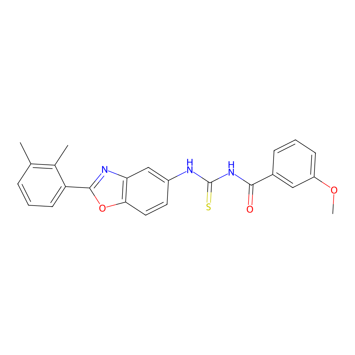 N-{[2-(2,3-dimethylphenyl)-1,3-benzoxazol-5-yl]carbamothioyl}-3-methoxybenzamide molecular structure, CAS 590396-67-1