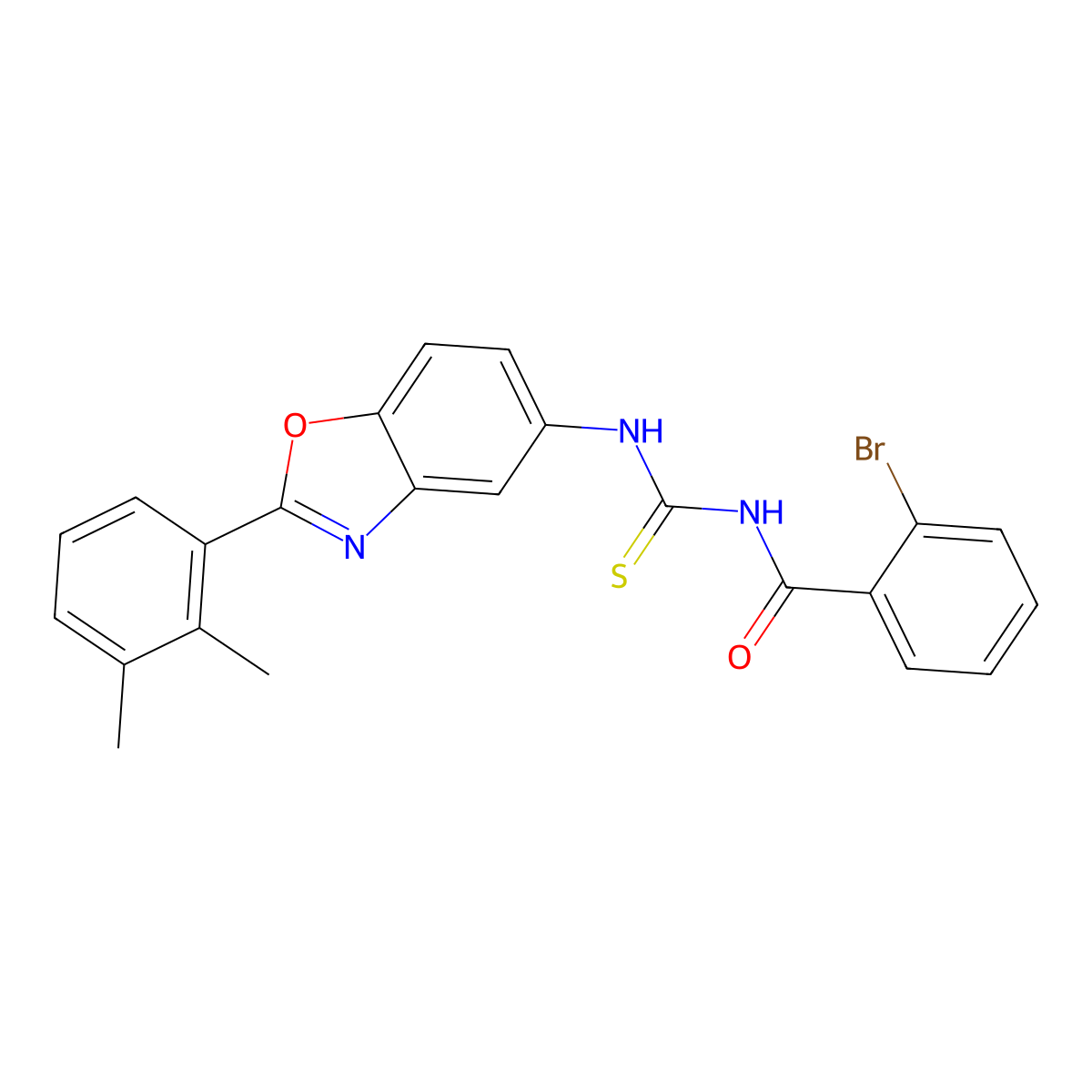2-bromo-N-{[2-(2,3-dimethylphenyl)-1,3-benzoxazol-5-yl]carbamothioyl}benzamide molecular structure, CAS 590396-68-2