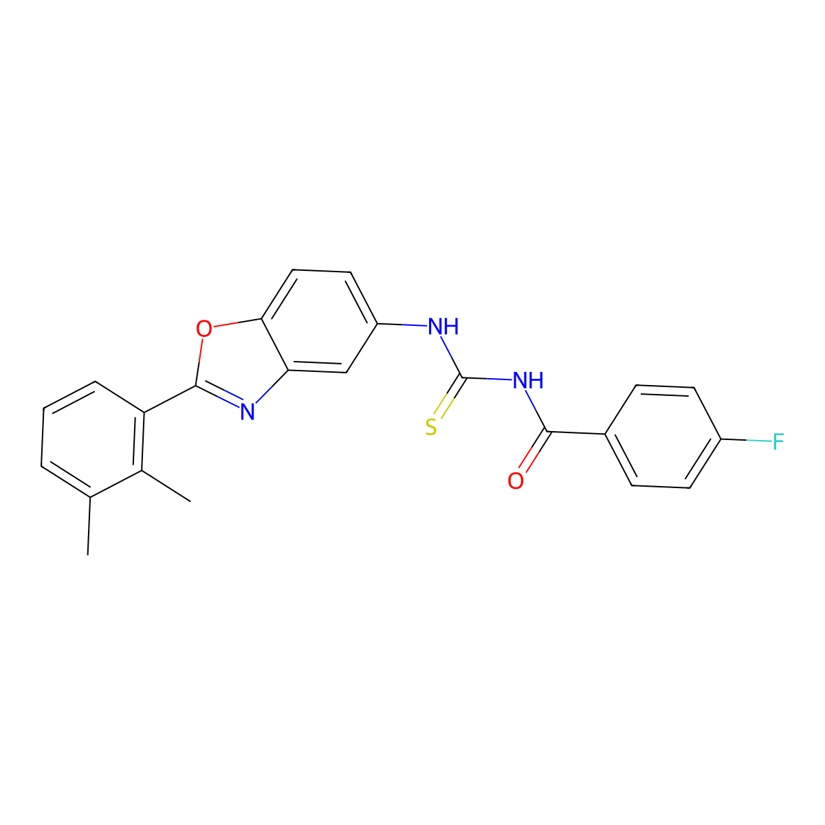 N-{[2-(2,3-dimethylphenyl)-1,3-benzoxazol-5-yl]carbamothioyl}-4-fluorobenzamide molecular structure, CAS 590396-72-8