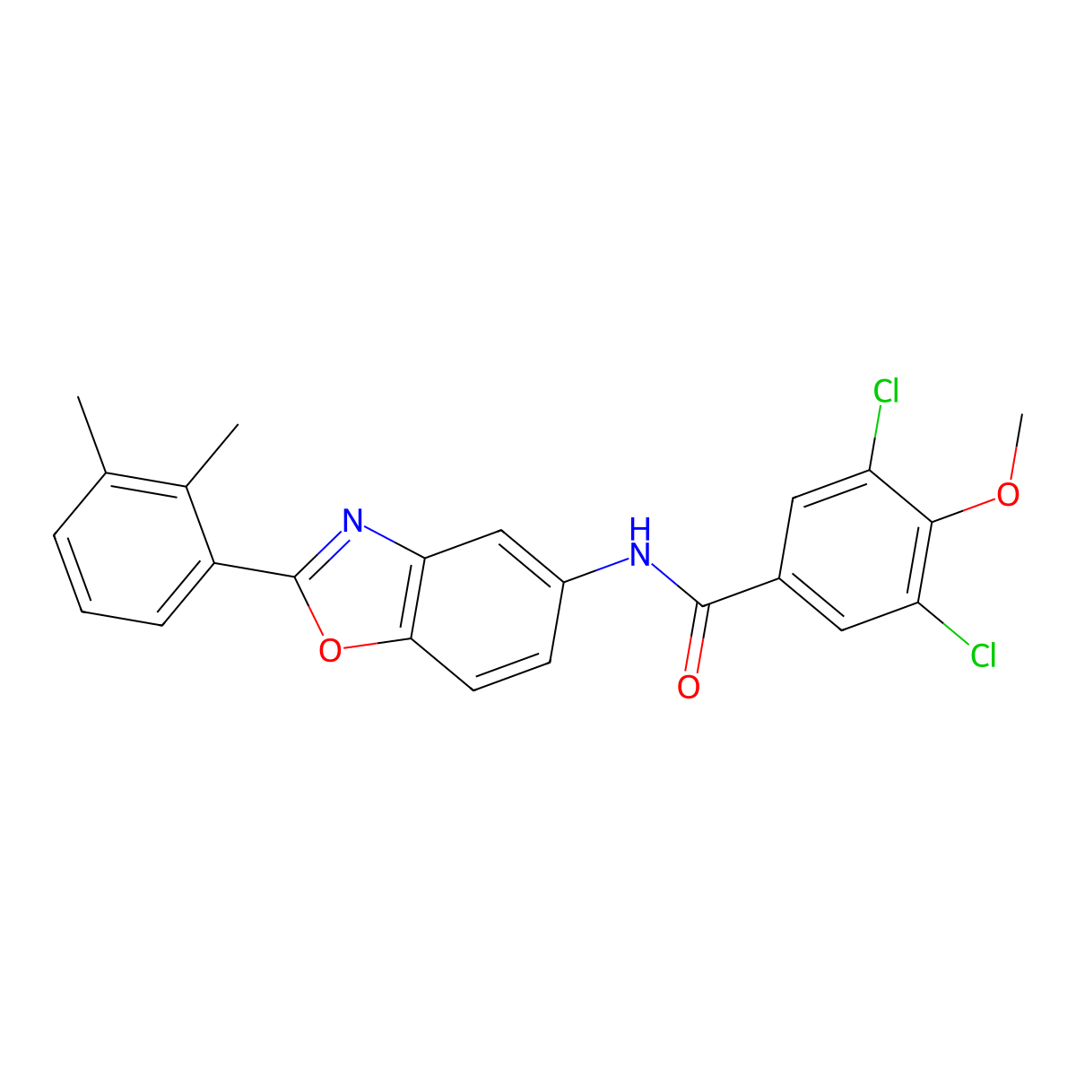 3,5-dichloro-N-[2-(2,3-dimethylphenyl)-1,3-benzoxazol-5-yl]-4-methoxybenzamide molecular structure, CAS 590396-74-0