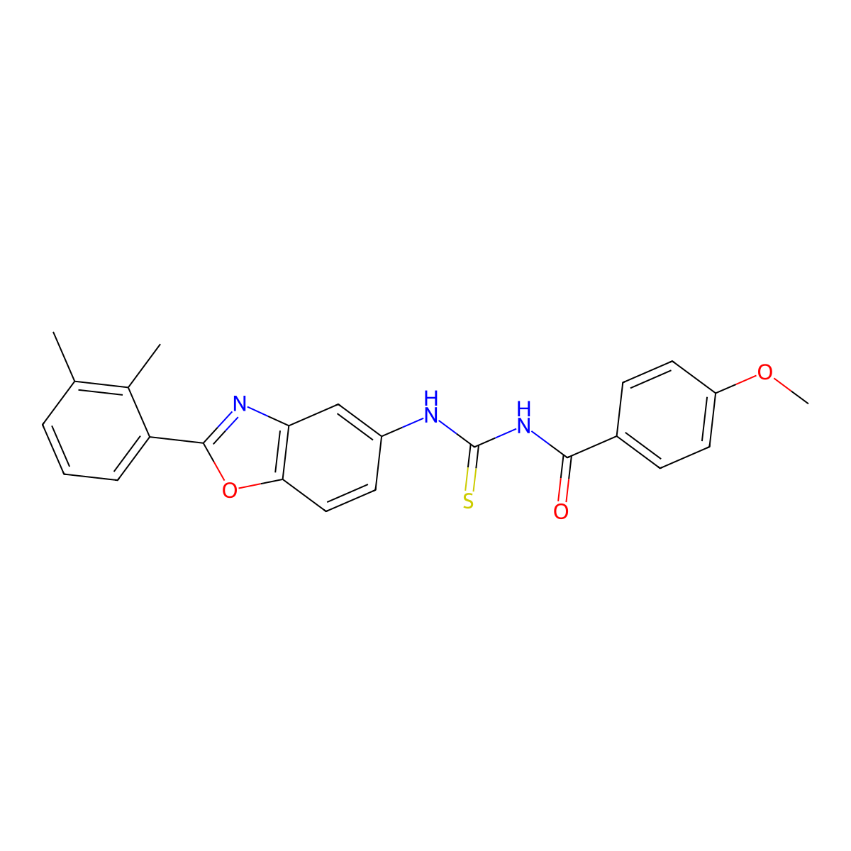 N-{[2-(2,3-dimethylphenyl)-1,3-benzoxazol-5-yl]carbamothioyl}-4-methoxybenzamide molecular structure, CAS 590396-76-2