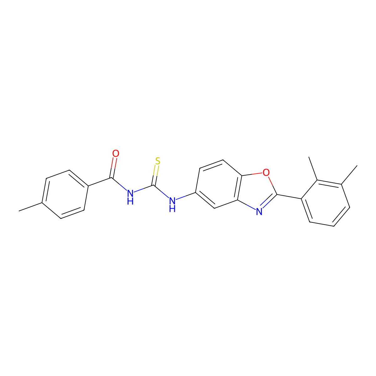 N-{[2-(2,3-dimethylphenyl)-1,3-benzoxazol-5-yl]carbamothioyl}-4-methylbenzamide molecular structure, CAS 590396-78-4