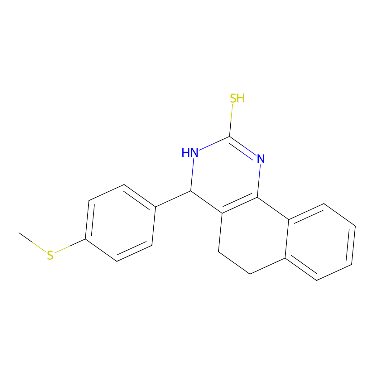 4-[4-(Methylsulfanyl)phenyl]-3,4,5,6-tetrahydrobenzo[h]quinazoline-2-thiol molecular structure, CAS 590397-19-6