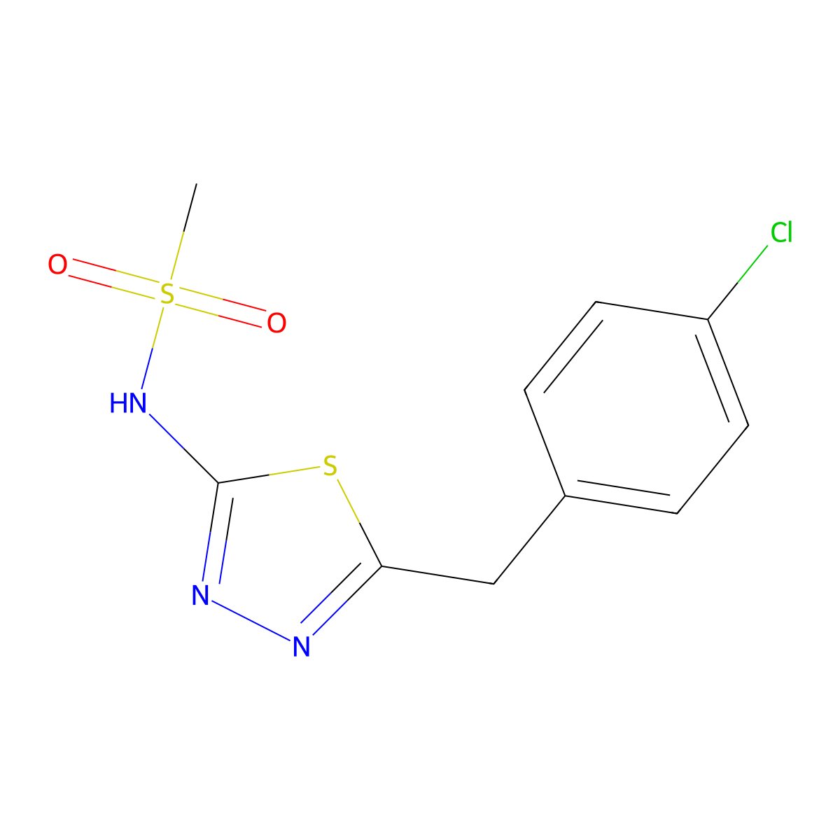 N-[5-(4-chlorobenzyl)-1,3,4-thiadiazol-2-yl]methanesulfonamide molecular structure, CAS 590398-64-4