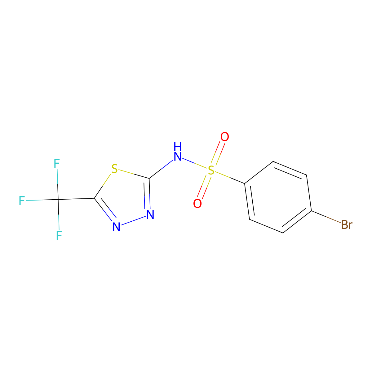 4-bromo-N-[5-(trifluoromethyl)-1,3,4-thiadiazol-2-yl]benzenesulfonamide molecular structure, CAS 590398-69-9