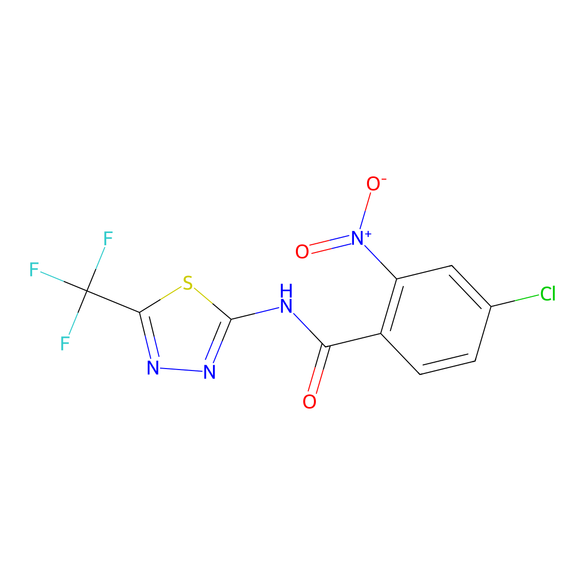 4-chloro-2-nitro-N-[5-(trifluoromethyl)-1,3,4-thiadiazol-2-yl]benzamide molecular structure, CAS 590398-73-5