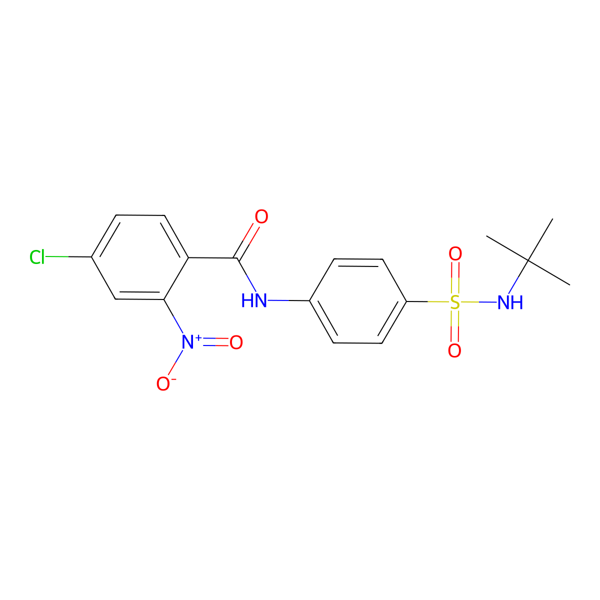 N-[4-(tert-butylsulfamoyl)phenyl]-4-chloro-2-nitrobenzamide molecular structure, CAS 590398-75-7