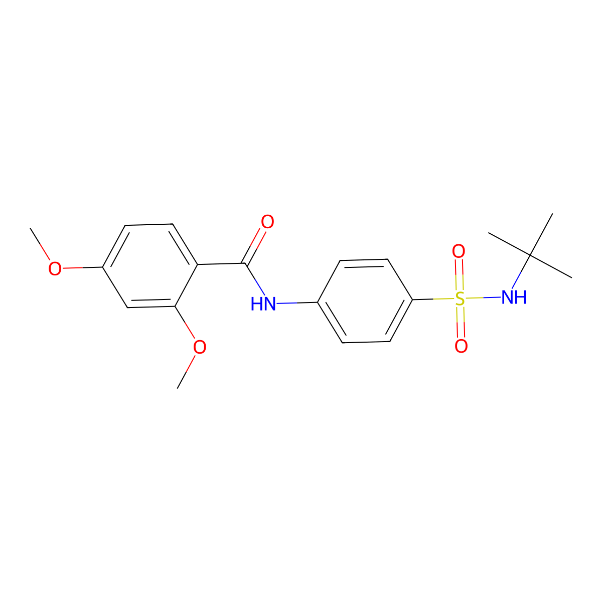 N-[4-(tert-butylsulfamoyl)phenyl]-2,4-dimethoxybenzamide molecular structure, CAS 590398-79-1