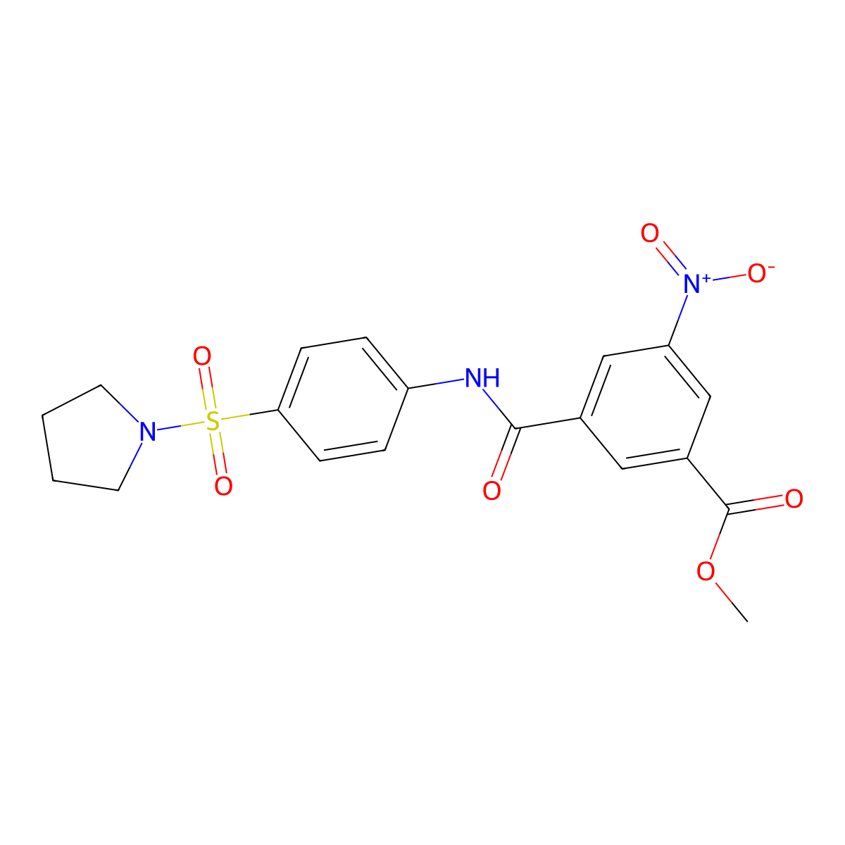 methyl 3-nitro-5-{N-[4-(pyrrolidinylsulfonyl)phenyl]carbamoyl}benzoate molecular structure, CAS 590398-99-5