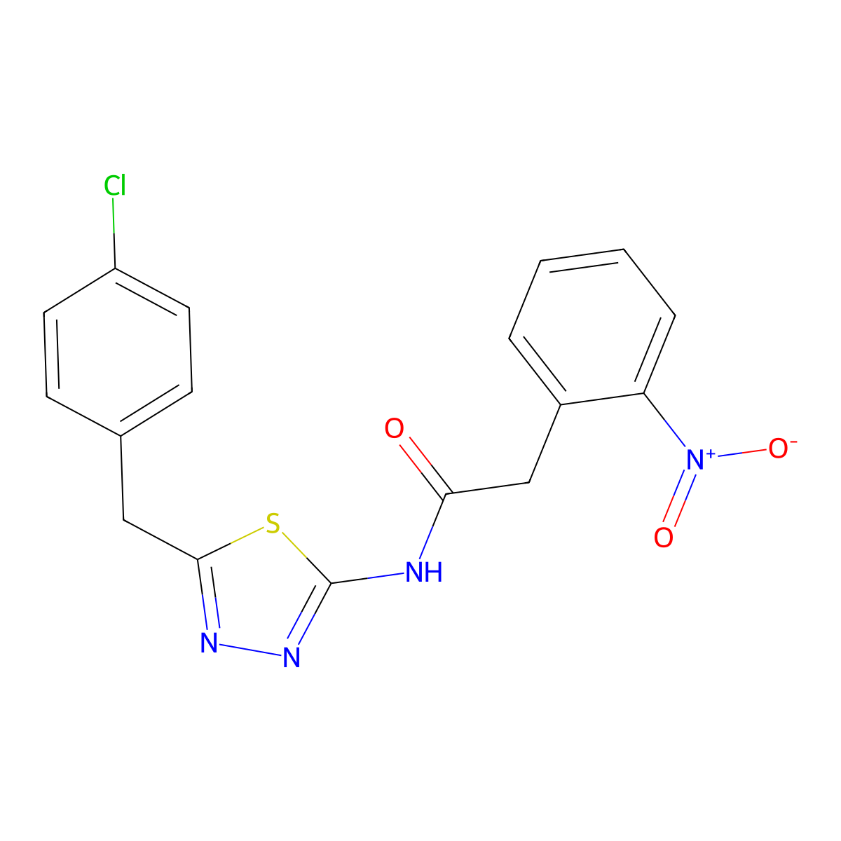 N-[5-(4-chlorobenzyl)-1,3,4-thiadiazol-2-yl]-2-(2-nitrophenyl)acetamide molecular structure, CAS 590399-03-4