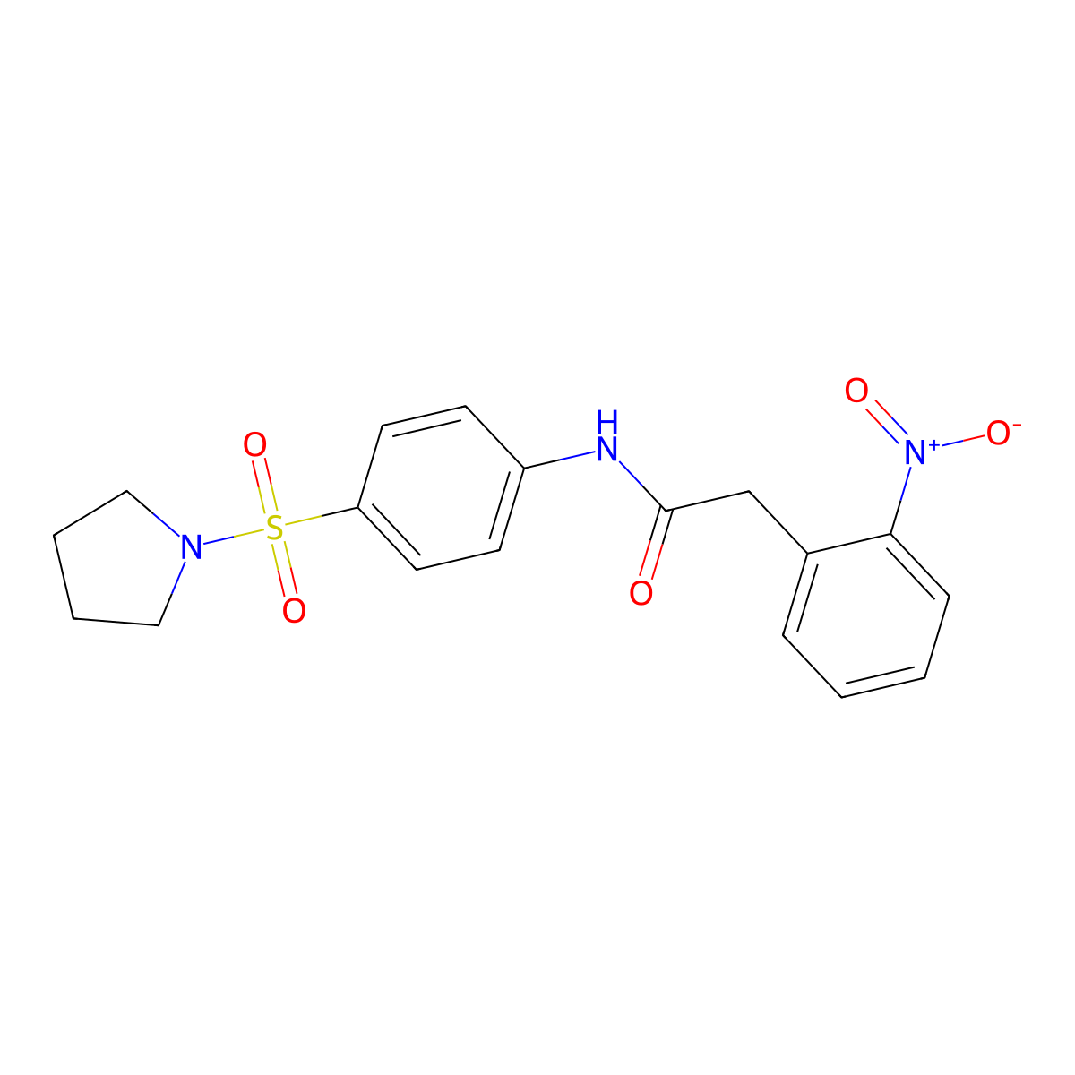 2-(2-nitrophenyl)-N-(4-pyrrolidin-1-ylsulfonylphenyl)acetamide molecular structure, CAS 590399-04-5