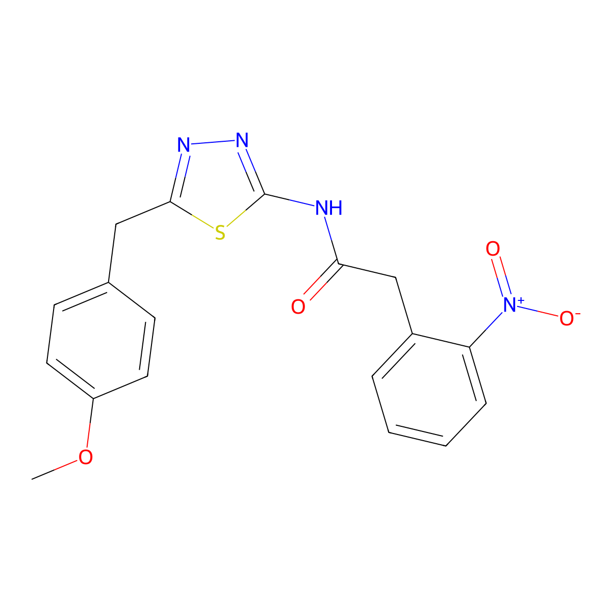 N-[5-(4-methoxybenzyl)-1,3,4-thiadiazol-2-yl]-2-(2-nitrophenyl)acetamide molecular structure, CAS 590399-05-6