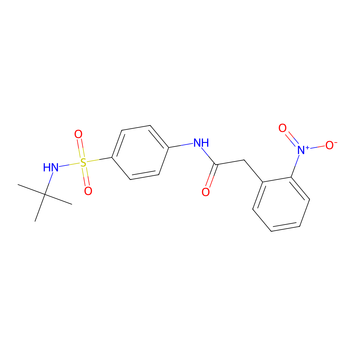 N-[4-(tert-butylsulfamoyl)phenyl]-2-(2-nitrophenyl)acetamide molecular structure, CAS 590399-06-7