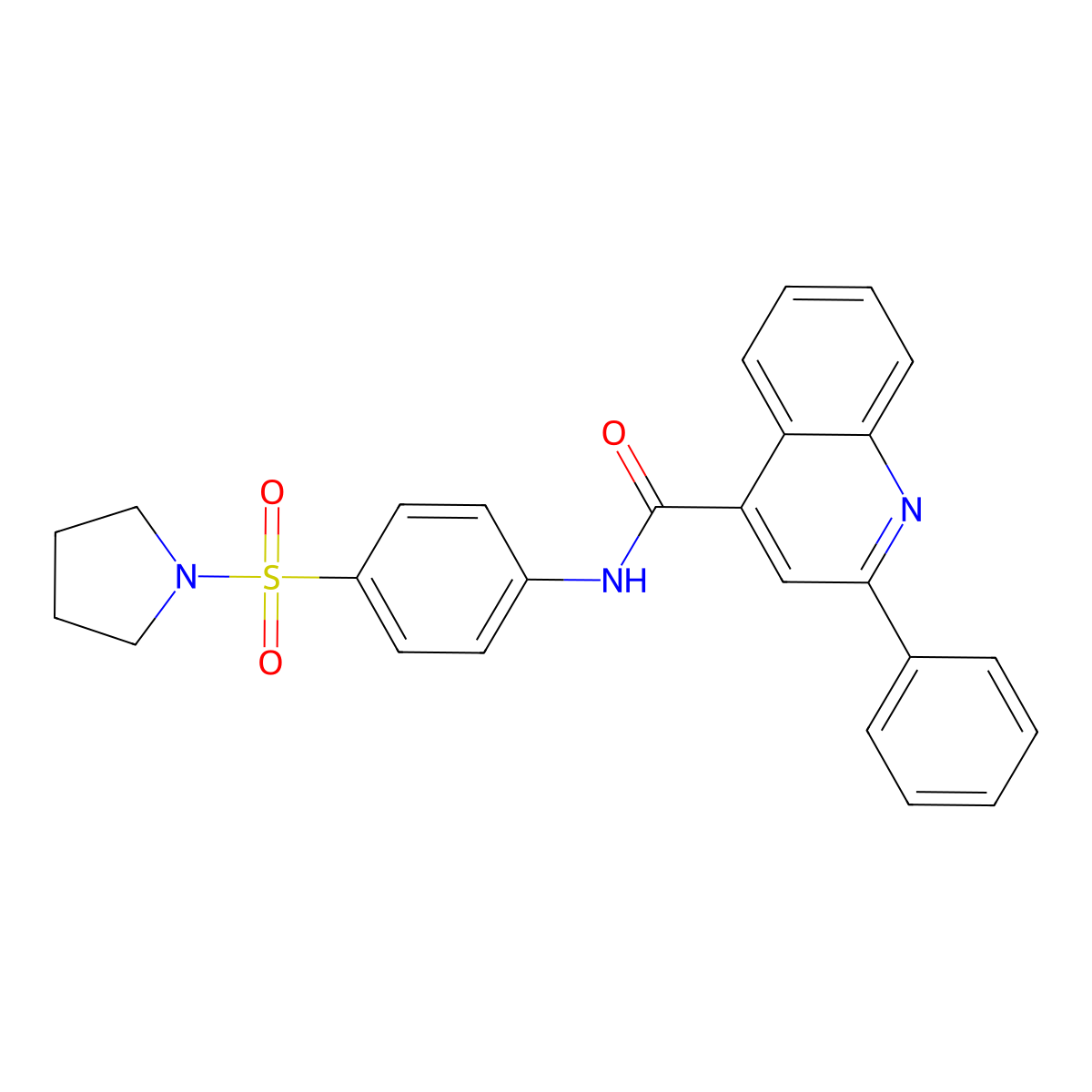 2-phenyl-N-[4-(pyrrolidin-1-ylsulfonyl)phenyl]quinoline-4-carboxamide molecular structure, CAS 590399-10-3
