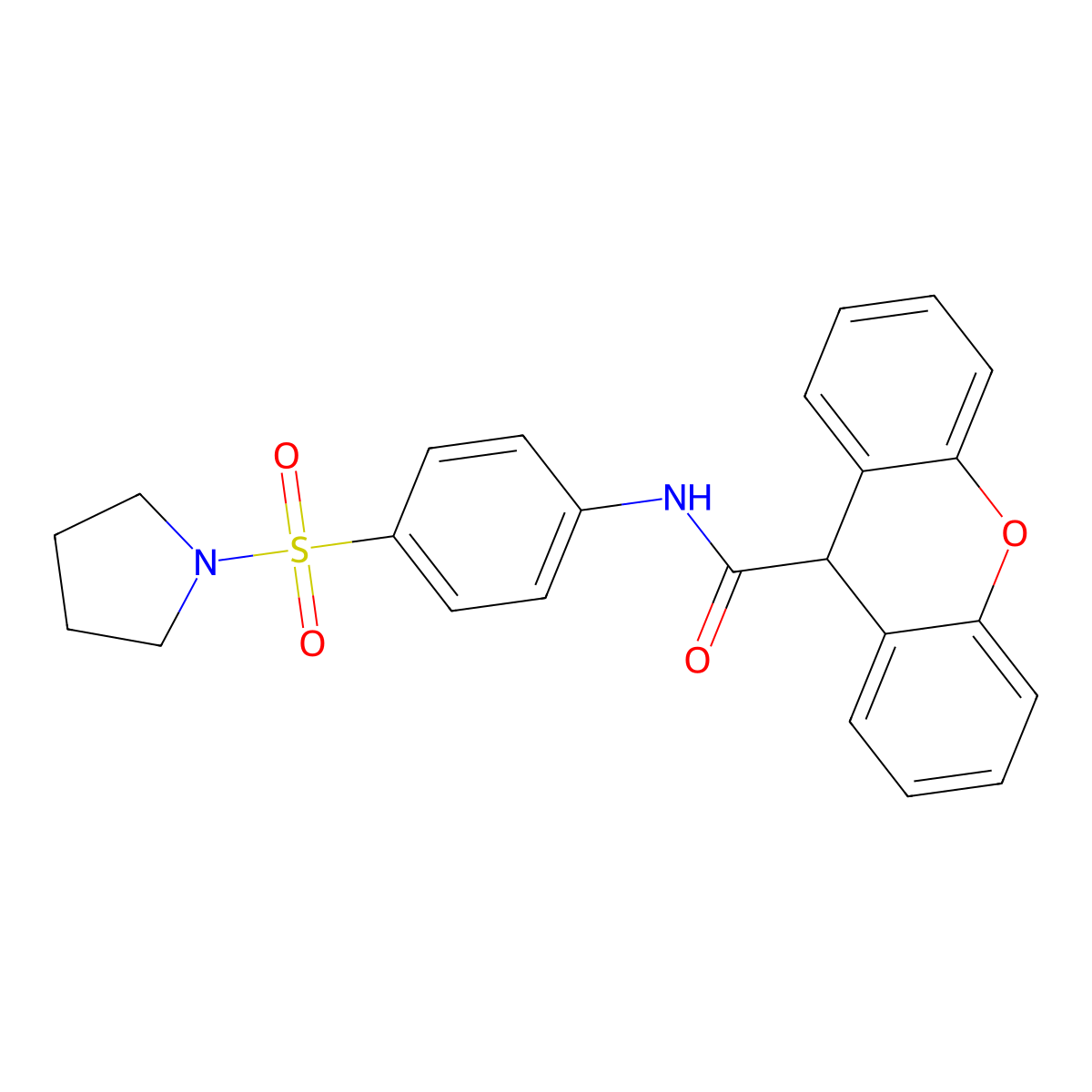 N-(4-pyrrolidin-1-ylsulfonylphenyl)-9H-xanthene-9-carboxamide molecular structure, CAS 590399-13-6