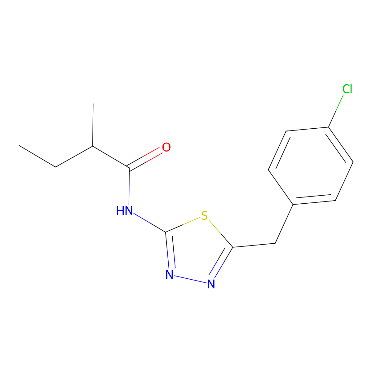 N-[5-(4-chlorobenzyl)-1,3,4-thiadiazol-2-yl]-2-methylbutanamide molecular structure, CAS 590399-33-0