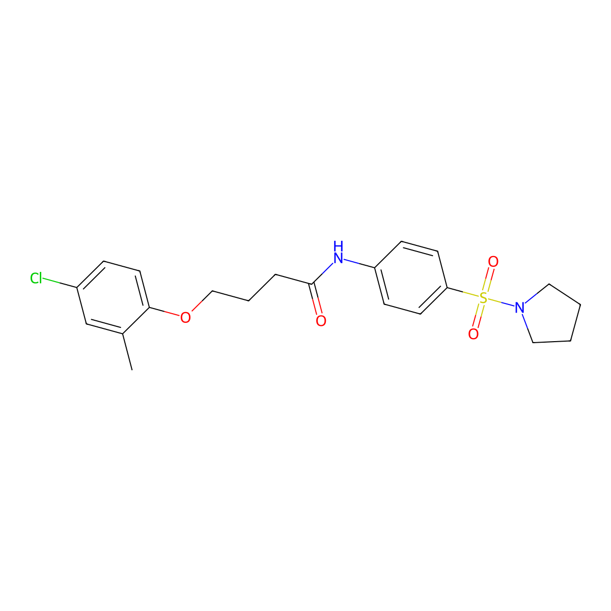 4-(4-chloro-2-methylphenoxy)-N-(4-pyrrolidin-1-ylsulfonylphenyl)butanamide molecular structure, CAS 590399-42-1
