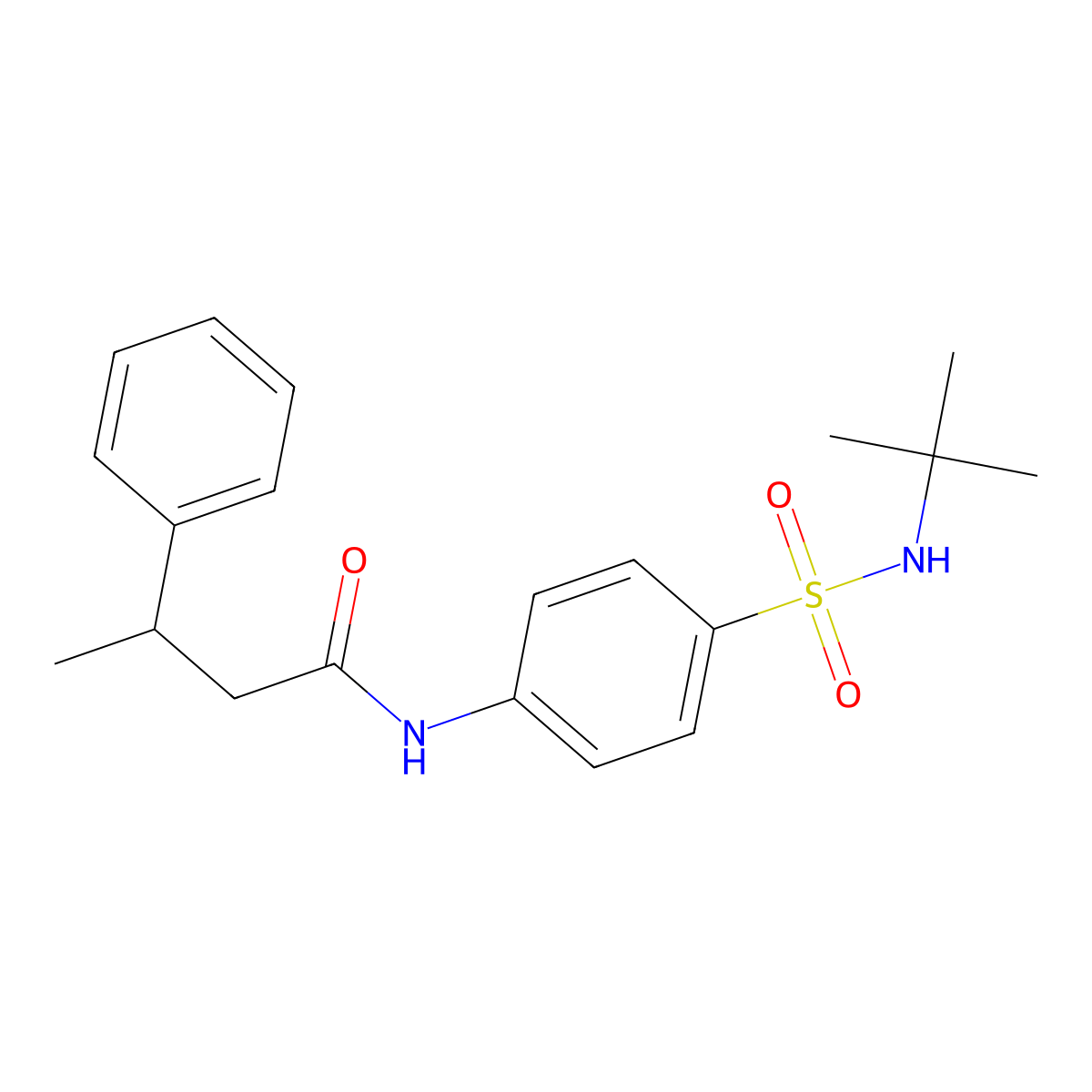 N-[4-(tert-butylsulfamoyl)phenyl]-3-phenylbutanamide molecular structure, CAS 590399-45-4
