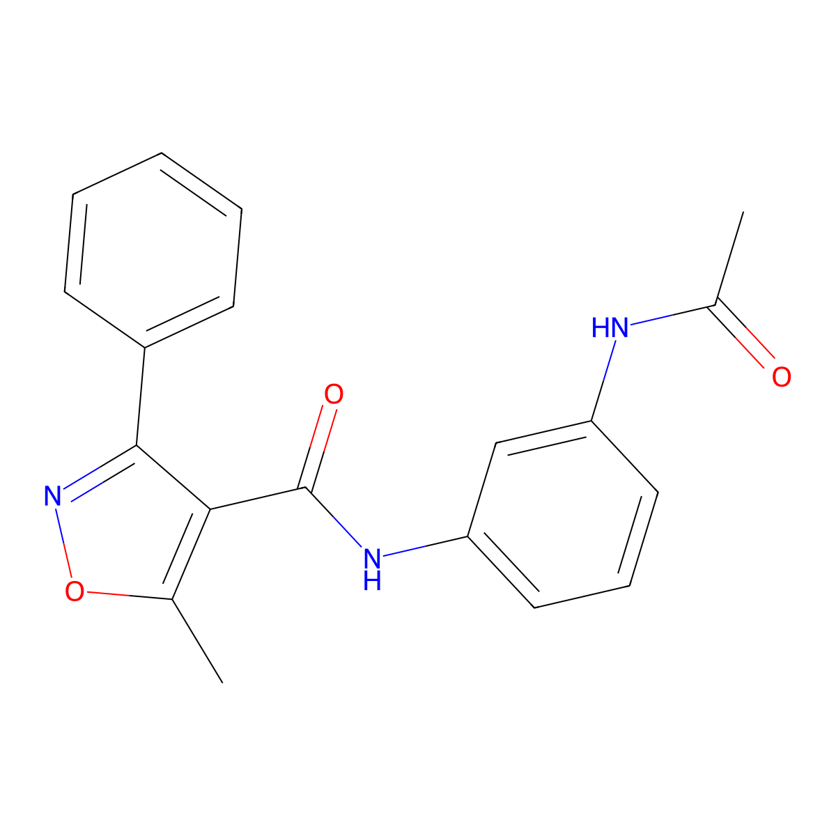 N-(3-acetamidophenyl)-5-methyl-3-phenyl-1,2-oxazole-4-carboxamide molecular structure, CAS 590399-64-7