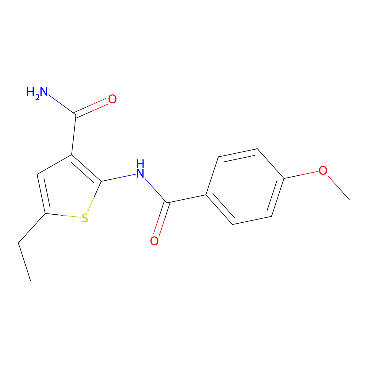 5-Ethyl-2-[(4-methoxybenzoyl)amino]-3-thiophenecarboxamide molecular structure, CAS 590399-72-7