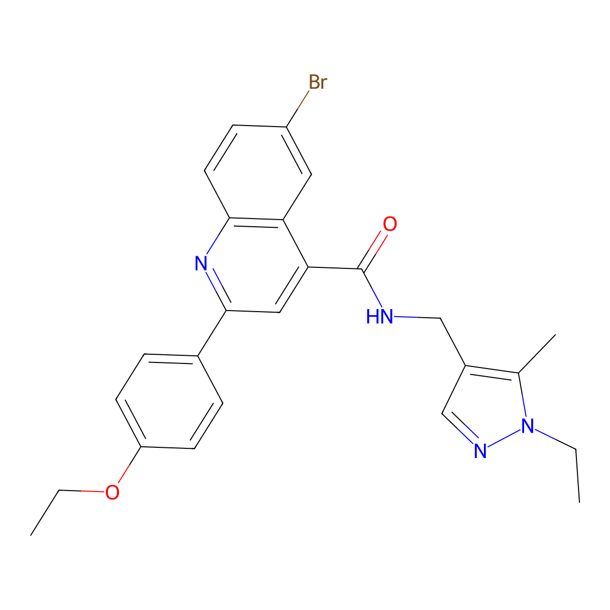 6-bromo-2-(4-ethoxyphenyl)-N-[(1-ethyl-5-methylpyrazol-4-yl)methyl]quinoline-4-carboxamide molecular structure, CAS 590399-83-0