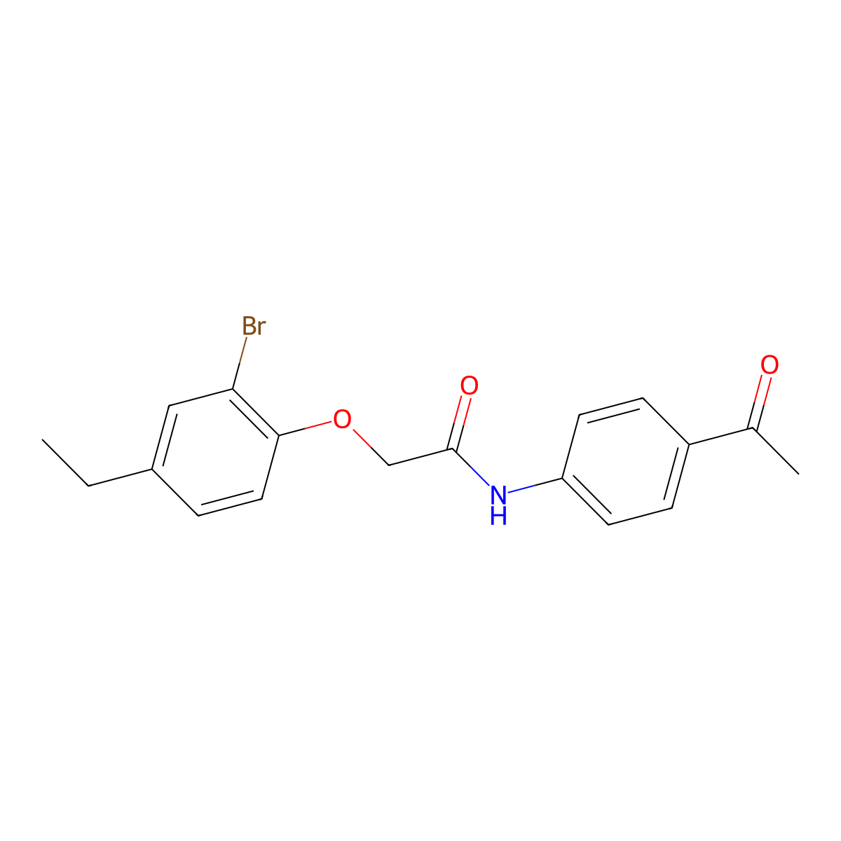 N-(4-acetylphenyl)-2-(2-bromo-4-ethylphenoxy)acetamide molecular structure, CAS 590399-93-2
