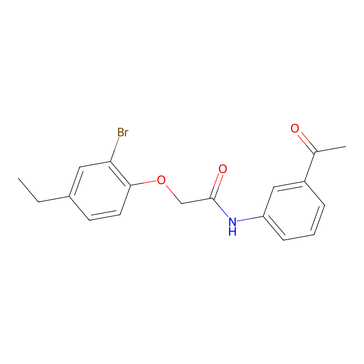 N-(3-acetylphenyl)-2-(2-bromo-4-ethylphenoxy)acetamide molecular structure, CAS 590399-95-4