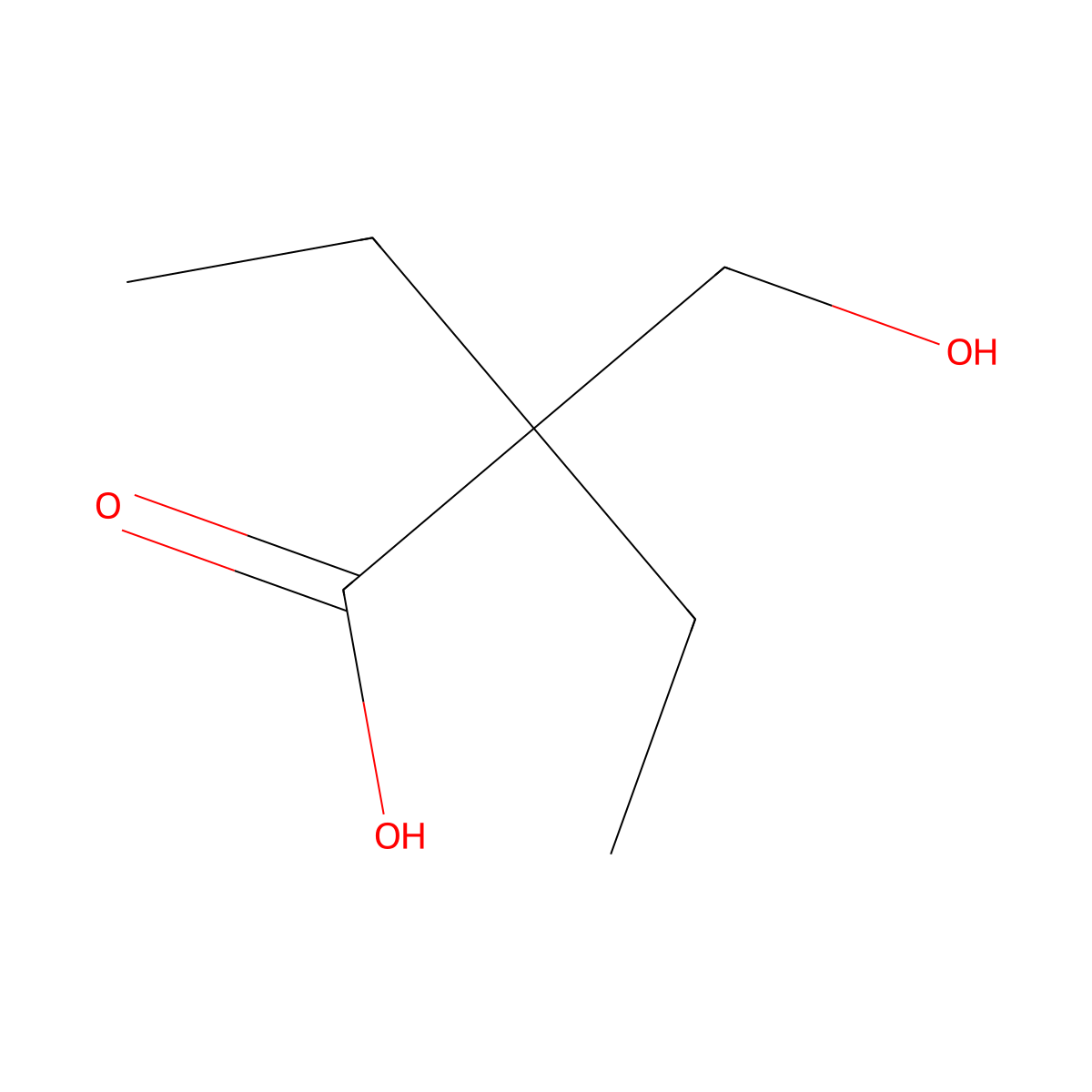 2-Ethyl-2-(hydroxymethyl)butyric acid molecular structure, CAS 5904-58-5