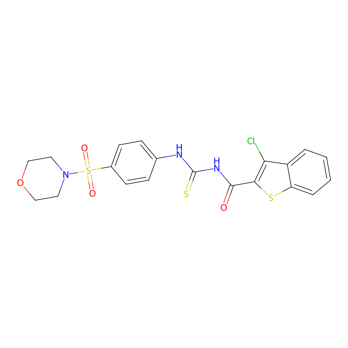 3-chloro-N-((4-(morpholinosulfonyl)phenyl)carbamothioyl)benzo[b]thiophene-2-carboxamide molecular structure, CAS 590400-08-1