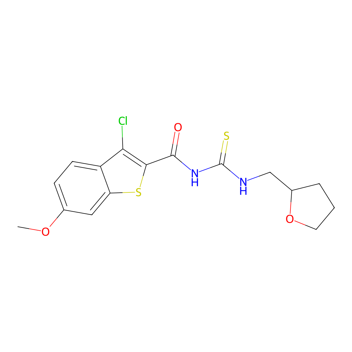 3-chloro-6-methoxy-N-[(tetrahydrofuran-2-ylmethyl)carbamothioyl]-1-benzothiophene-2-carboxamide molecular structure, CAS 590400-23-0